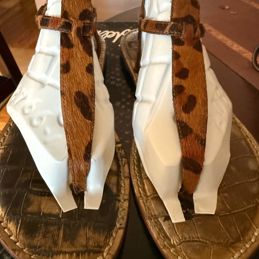 Leopard Print Sandals with White Accents